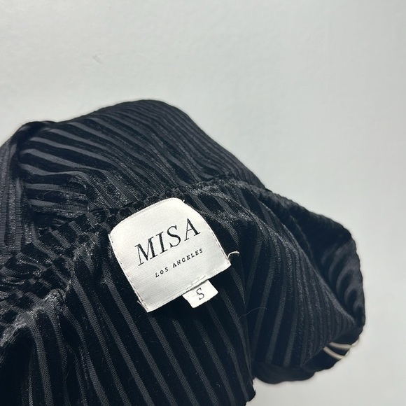 Misa LA Leticia Halter Top Blouse Velvet Velour Stripes Striped Black Size Small - Picture 8 of 10